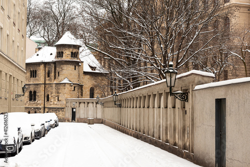 Photography Prague in winter time, New ceremonial hall at the Old Jewish Cemetery in Prague