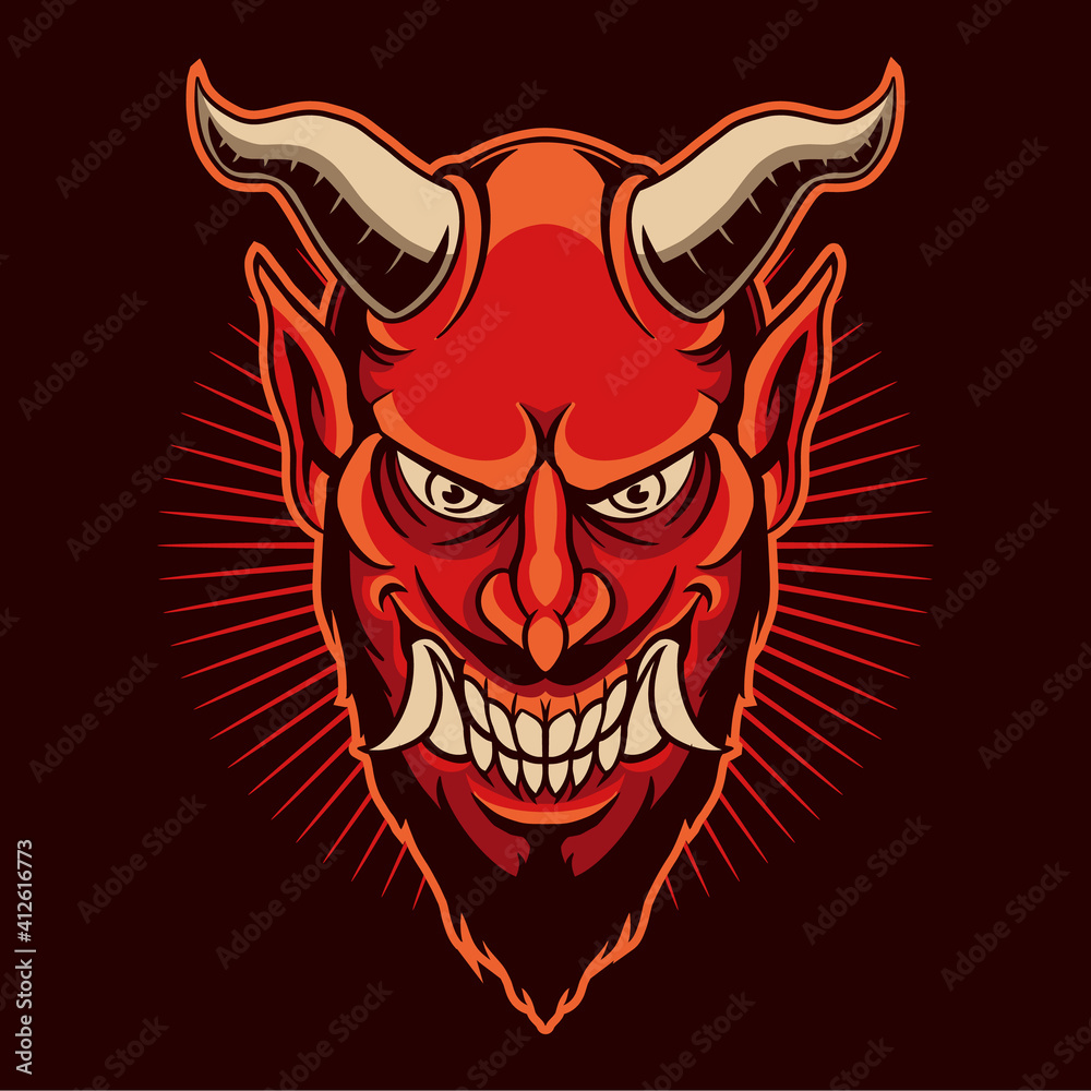 devil red angry vector illustration design