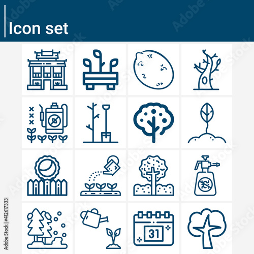 Simple set of eden related lineal icons.