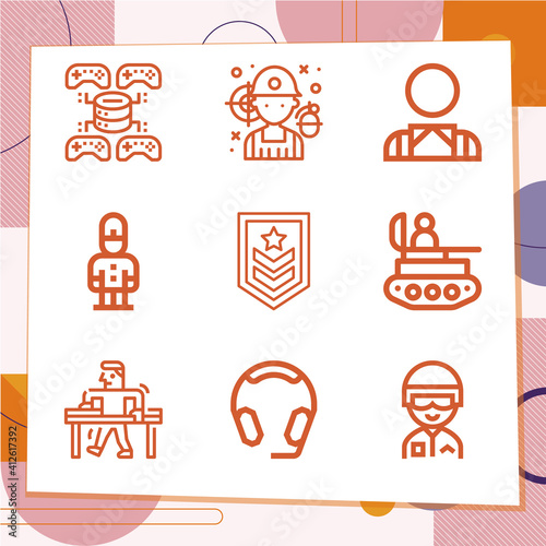 Simple set of 9 icons related to corporal