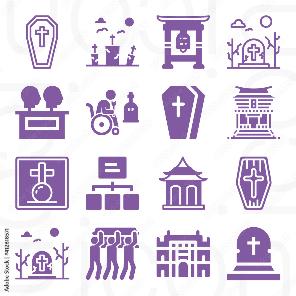 16 pack of cemetery filled web icons set 16 pack of cemetery filled web icons set