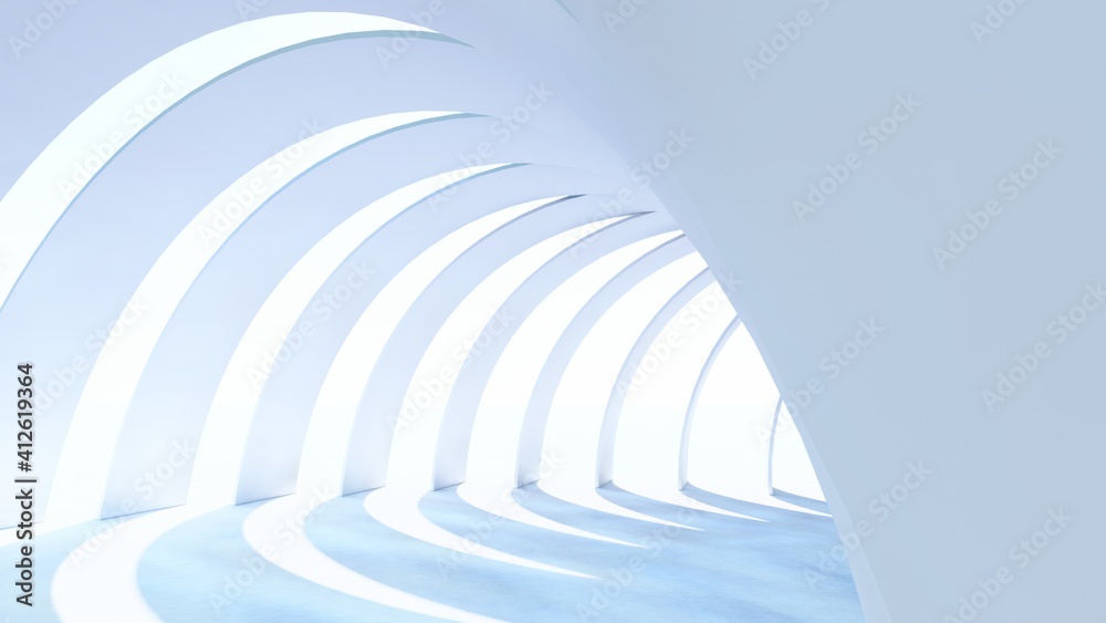 Obraz premium Abstract white architecture background arched interior 3d render
