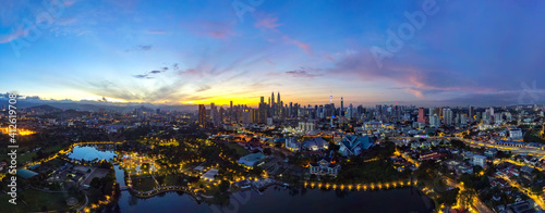 Panoramic view of Kuala Lumpur, Malaysia during sunrise