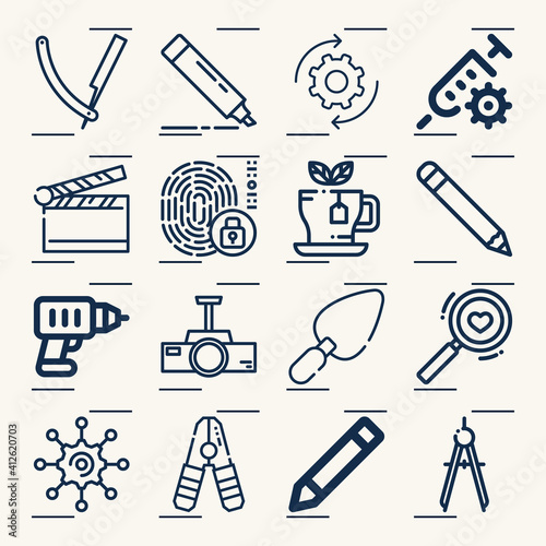 Simple set of comparative related lineal icons.