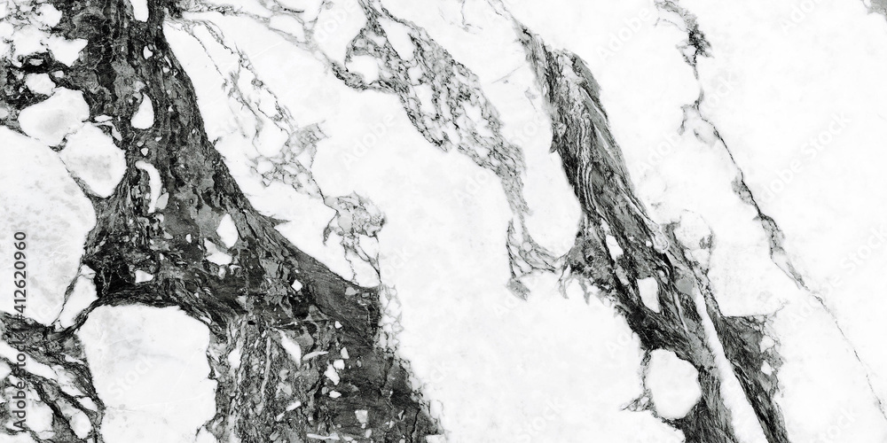 Fototapeta premium White marble texture shot through with deep veining (Natural pattern for backdrop or background, Can also be used for create surface effect to architectural slab, ceramic floor and wall tiles) 