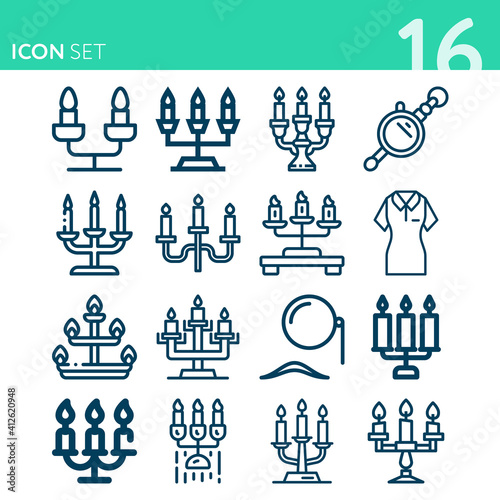 Simple set of 16 icons related to applicability