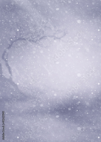 A 3d digital render of a snowy foggy background.
