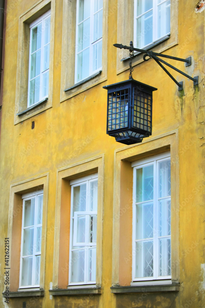 yellow building & square lamp