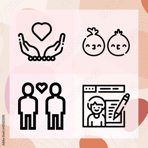 Simple set of dearest related lineal icons