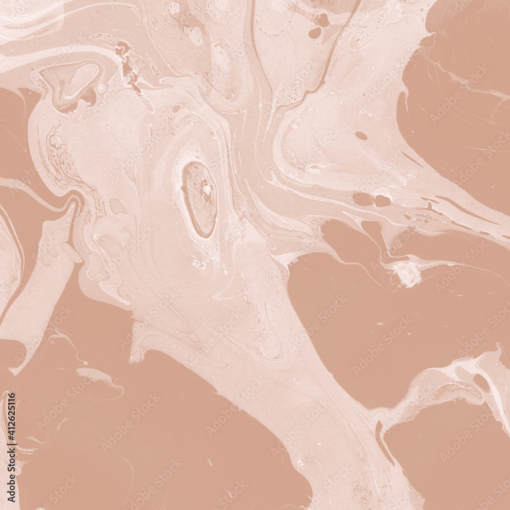 Fototapeta premium Creamy marble ink texture on watercolor paper background. Marble stone image. Bath bomb effect. Psychedelic biomorphic art.