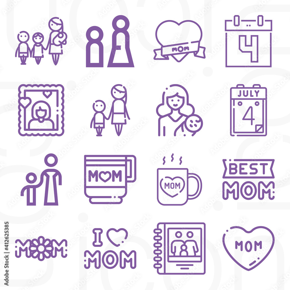 16 pack of teresa  lineal web icons set