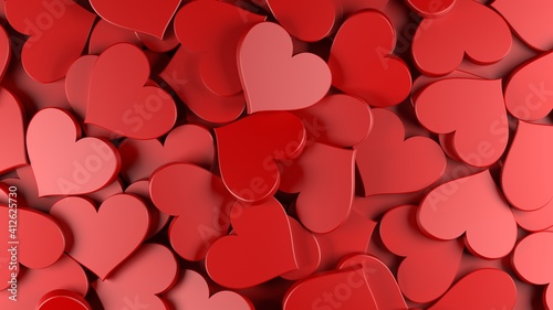 Red hearts background. Concept for Valentine’s Day, Women’s Day, and others