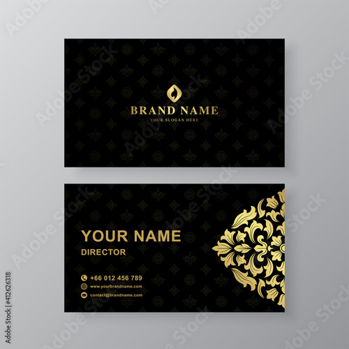 Business cards, name card thai and asian luxury style design template for printing vector illustration