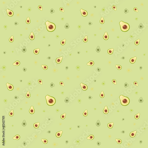 Seamless pattern with fruits avocado. For kitchen, for printing on textiles, phone case. Mix design for fabric and decor.