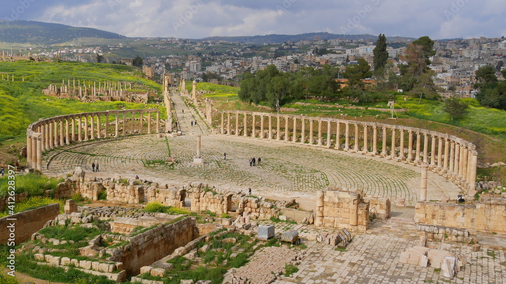 Blick auf das Forum von Gerasa, Jordanien