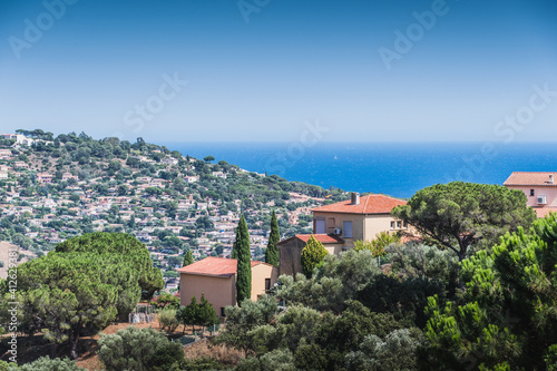 Photos View of the sea from Bormes-les-Mimosas typical village in the south of France