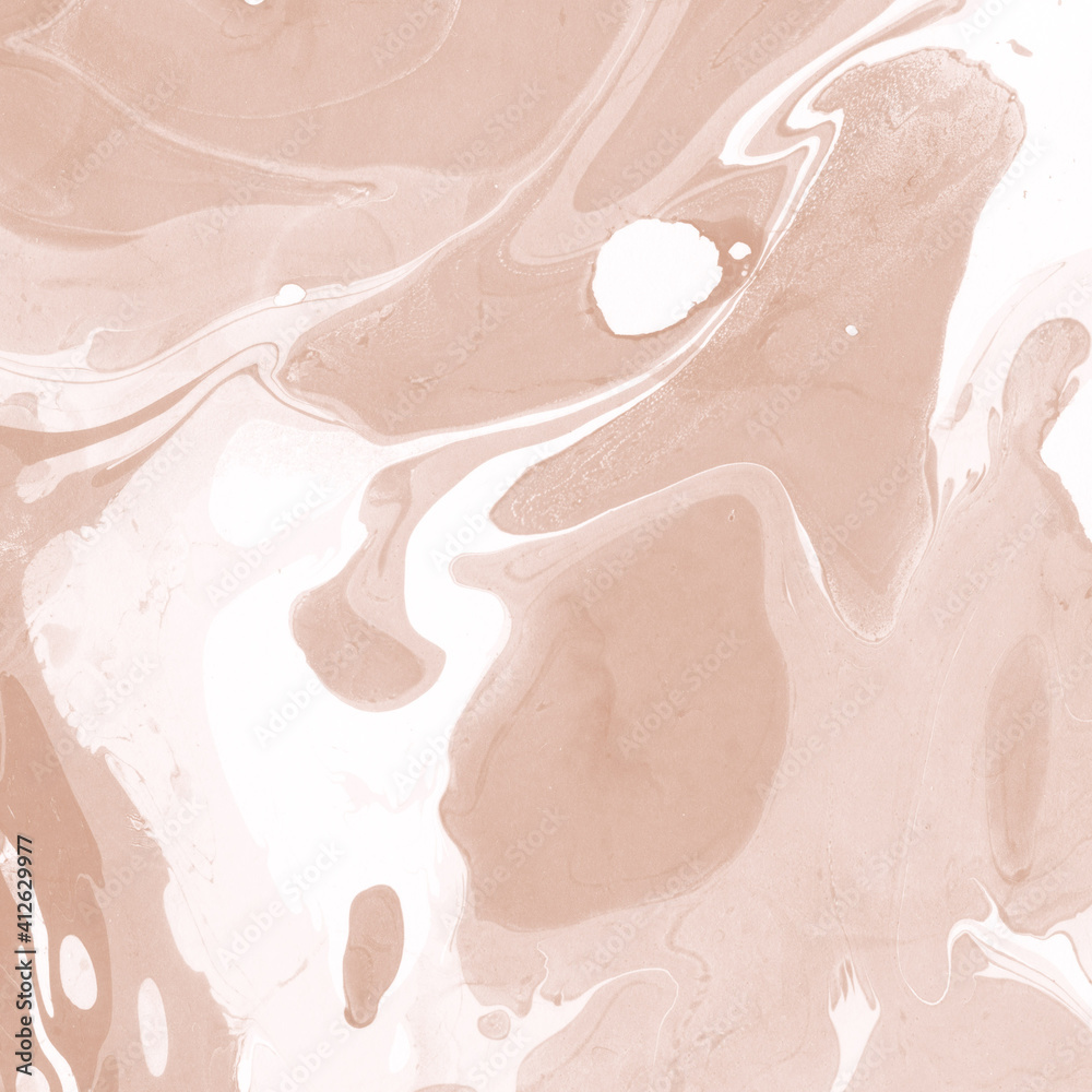 Creamy marble ink texture on watercolor paper background. Marble stone image. Bath bomb effect. Psychedelic biomorphic art.
