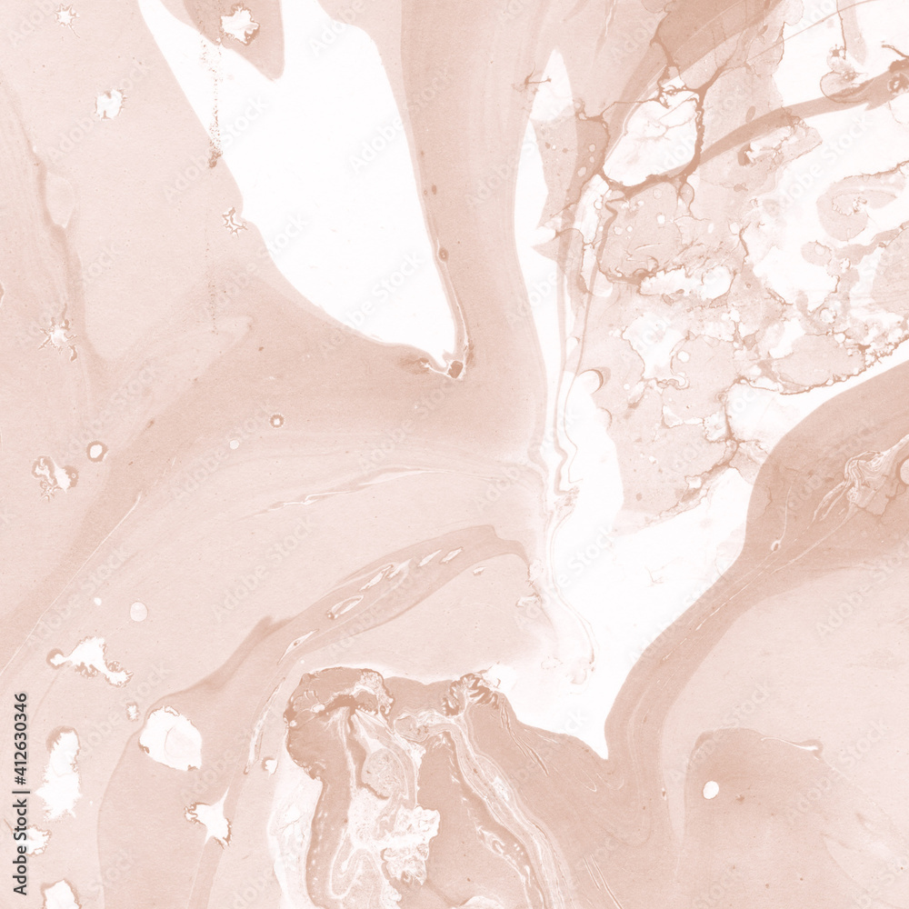 Obraz premium Creamy marble ink texture on watercolor paper background. Marble stone image. Bath bomb effect. Psychedelic biomorphic art.