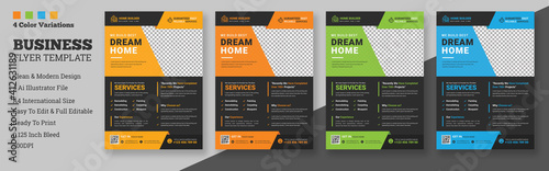 Construction Flyer Layout with Graphic Elements, A4 construction cover template for a flyer and brochure design, report, leaflets decoration for printing