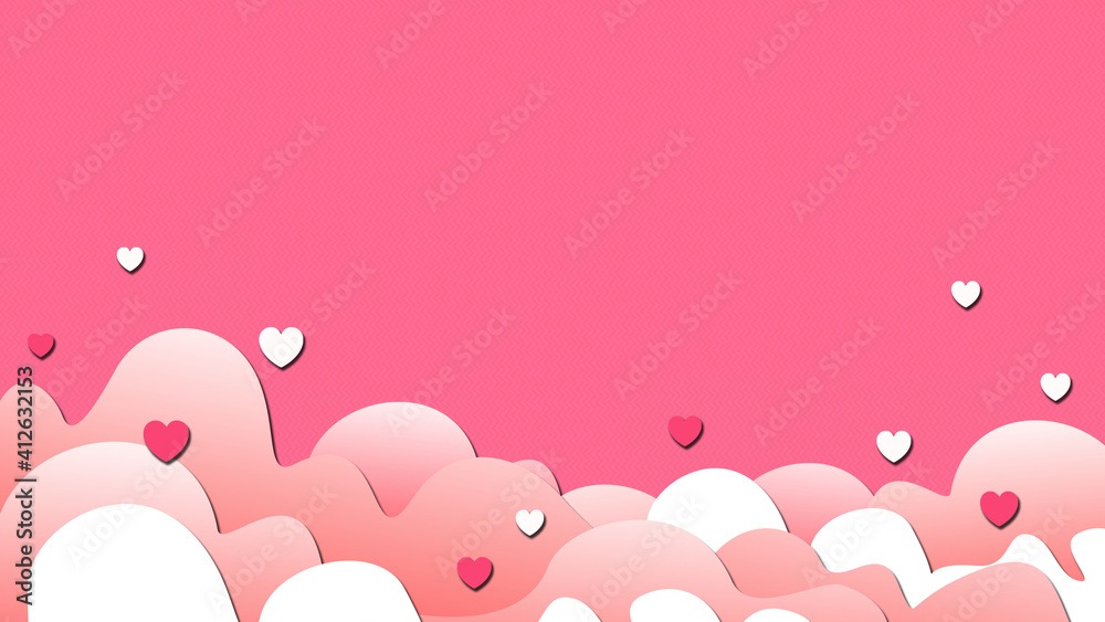 happy valentine's day template in pink and white color background with hearts