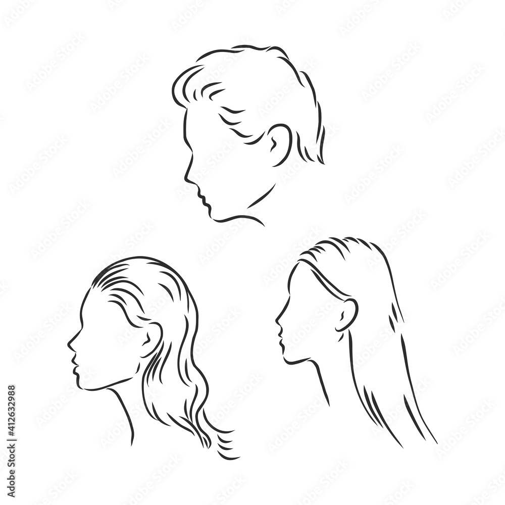 the profile of a human head, vector illustration sketch the profile of a human head, vector illustration sketch