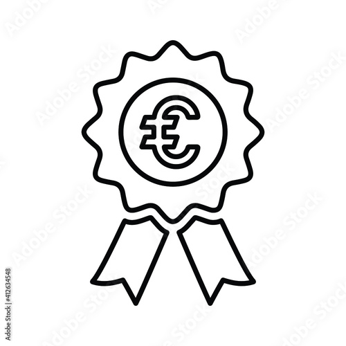 Achievement, Euro award line icon. outline design