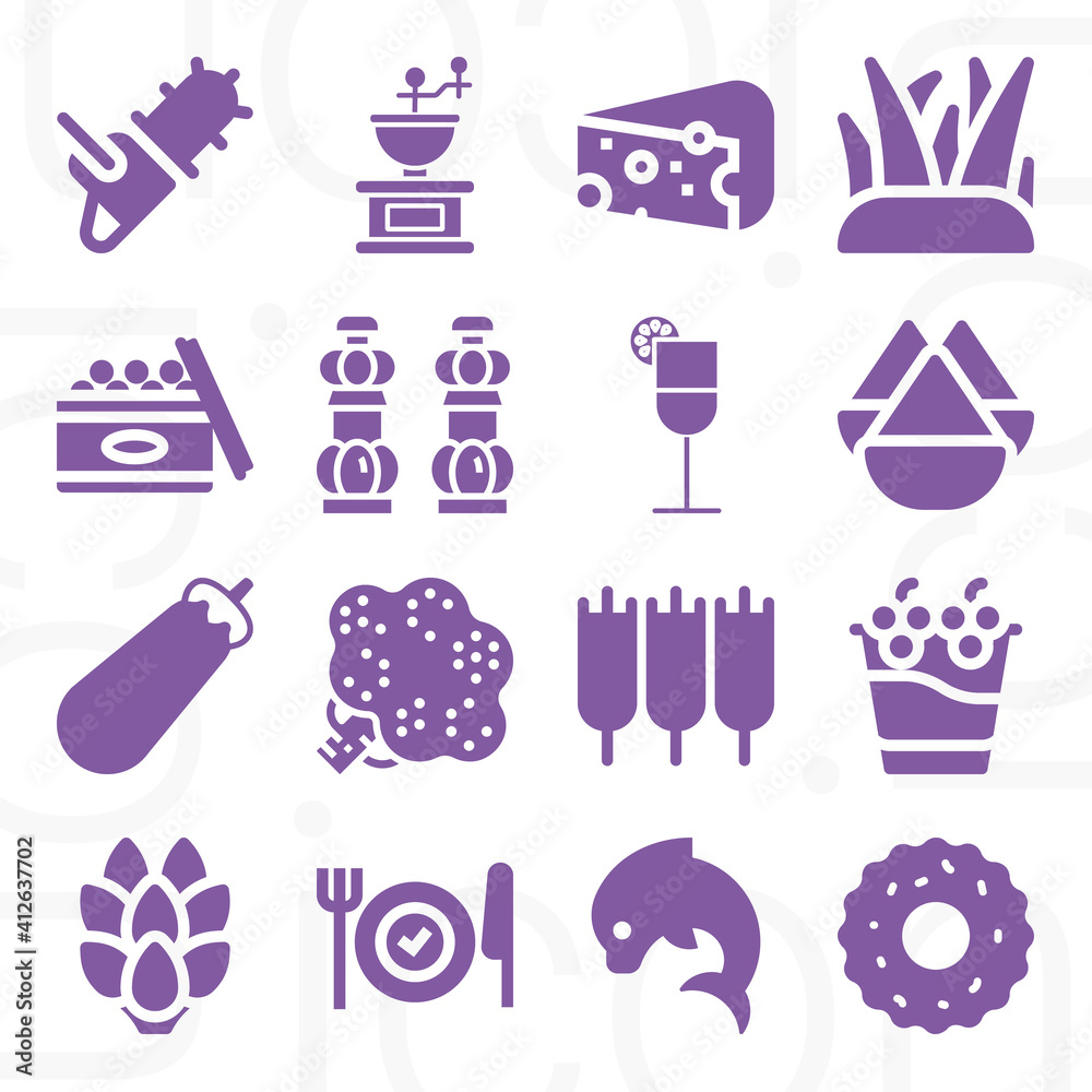 16 pack of cereal filled web icons set 16 pack of cereal filled web icons set