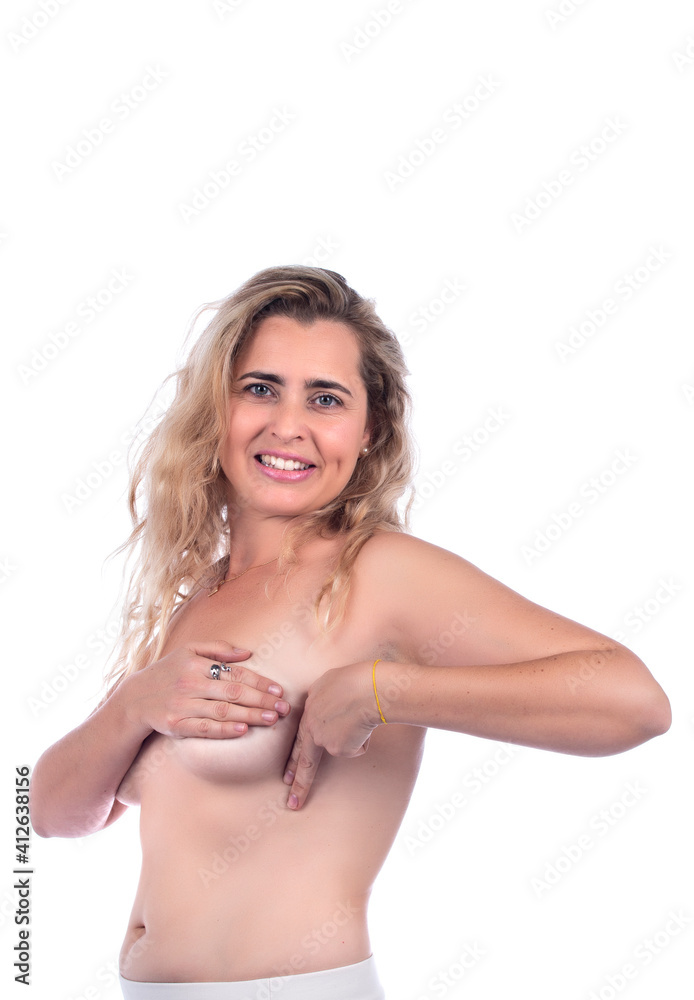 Obraz premium woman Breast self examination