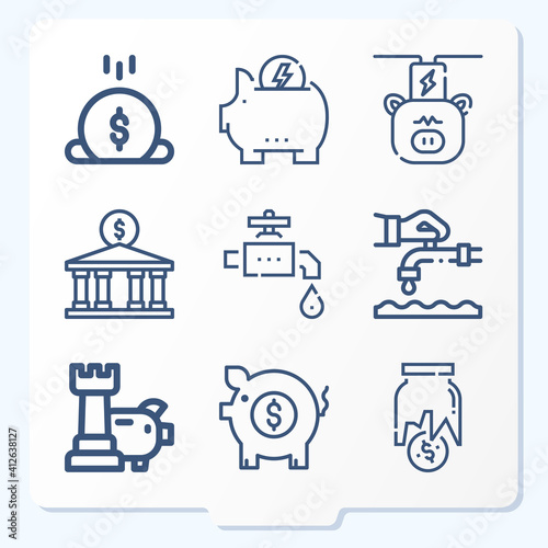 Simple set of 9 icons related to fixation