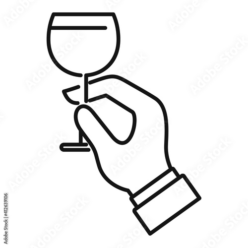 Sommelier glass hand icon. Outline sommelier glass hand vector icon for web design isolated on white background