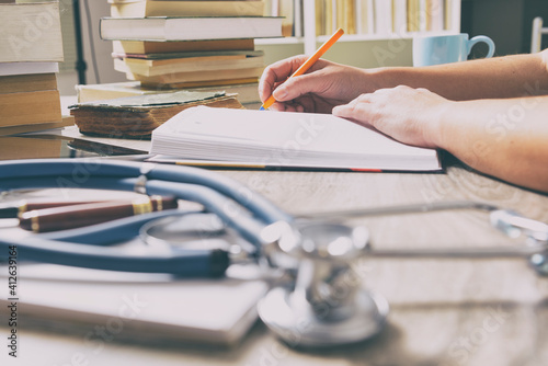 Doctor is preparing for the exam