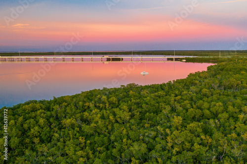 sunset over the river