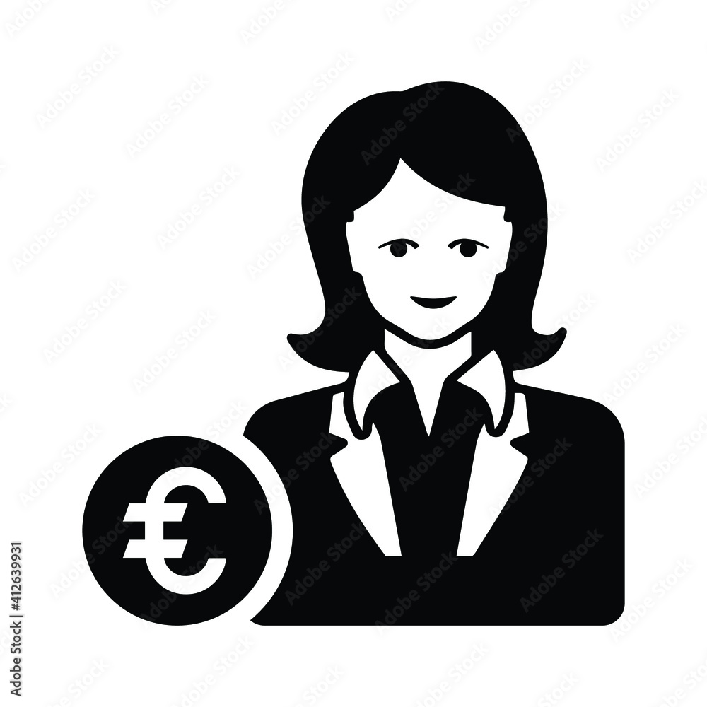 Banker, businessman, euro, investor icon. Black vector. Banker, businessman, euro, investor icon. Black vector.