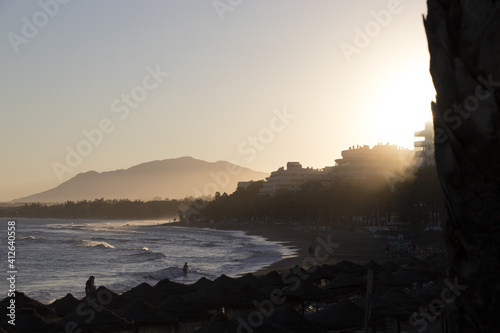 Beautiful shot of a beachat sunset photo