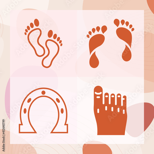 Simple set of big toe related filled icons