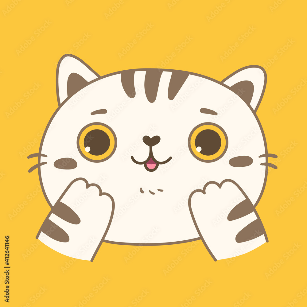 Cute cat on a yellow background. Hand drawn illustration. Cute cat on a yellow background. Hand drawn illustration.