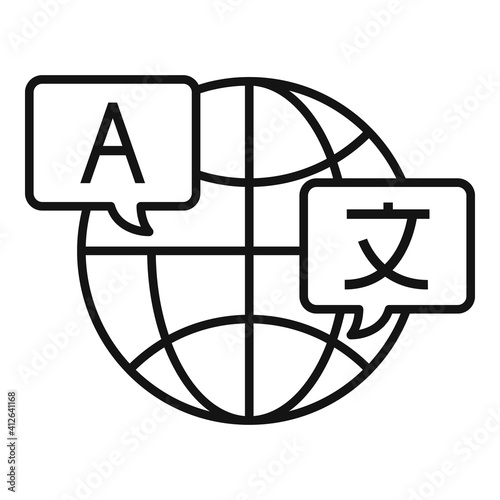 Global translation icon. Outline global translation vector icon for web design isolated on white background