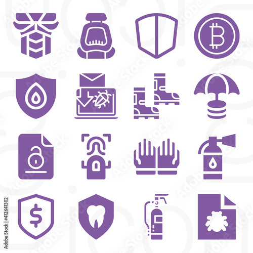 16 pack of tightly  filled web icons set