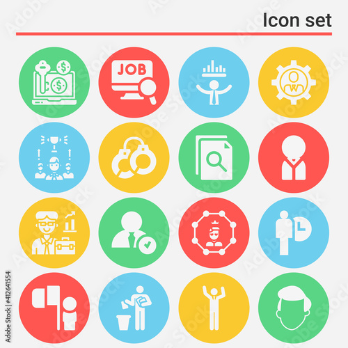 16 pack of boss filled web icons set