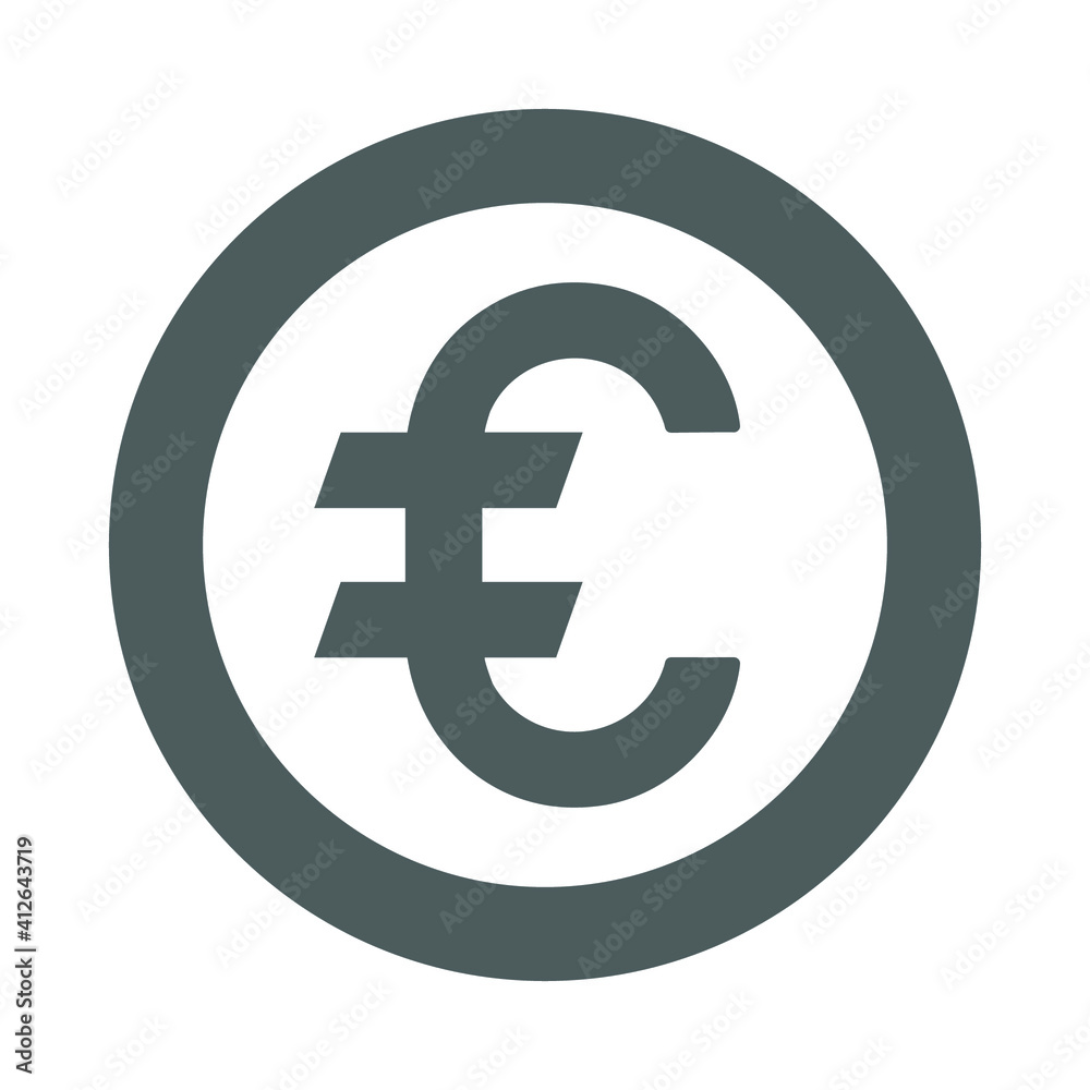 Euro currency coin vector icon. Gray version. Euro currency coin vector icon. Gray version.