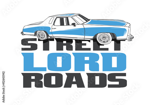 car retro t-shirts vector illustration of the power of the roads of California style racing team. vintage graphic design for t-shirts