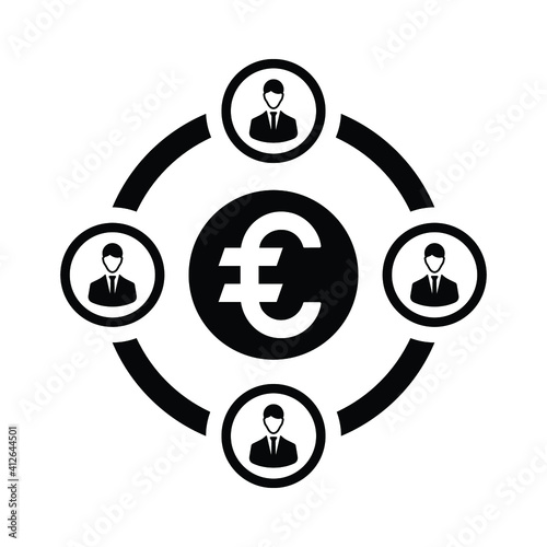 Network, Euro relations staff icon. Simple black vector.