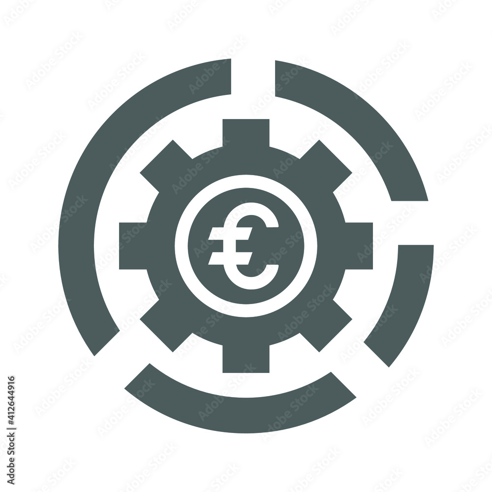 Configuration, euro settings vector icon. Gray version. Configuration, euro settings vector icon. Gray version.