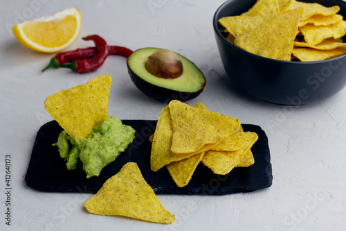 Guakamole sauce and ingredients. Traditional mexican cuisine photo