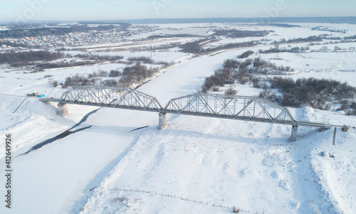 Railroad bridge in winter time