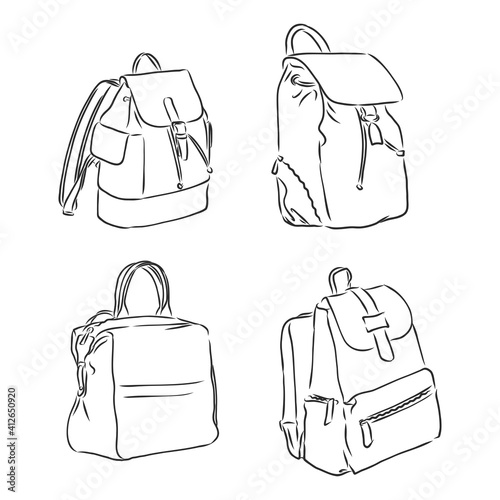Vector illustration of school bag - Back to school, backpack vector sketch illustration