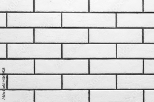 Bild auf Leinwand The texture of the white clean brick with black grout