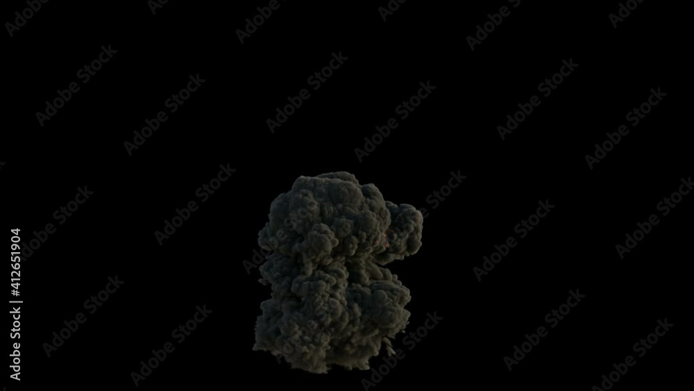Bomb Explosion With Alpha Channel or Luma Matte. Professional Cinematic Slow Motion 4K 3d animation