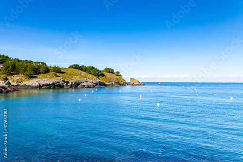 seascape at the entrance of the port of Sauzon on the Island of Belle Ile en Mer in the Morbihan