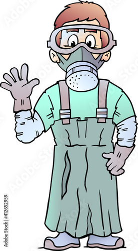 Vector Cartoon illustration of an happy Social Professional Worker